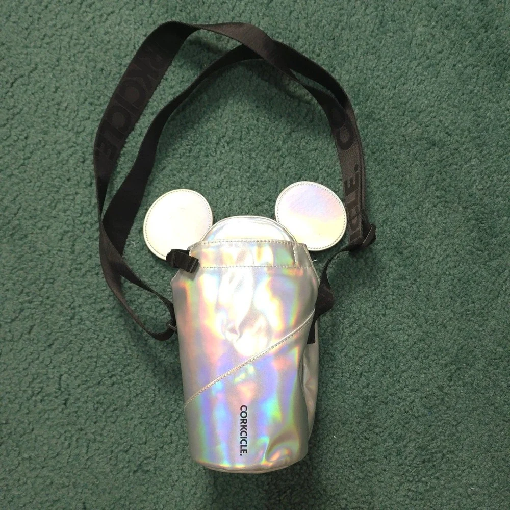 Corkcicle Disney Mickey Mouse Holographic Iridescent Crossbody Sling Bag Silver